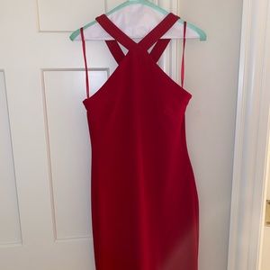 Red dress with slit